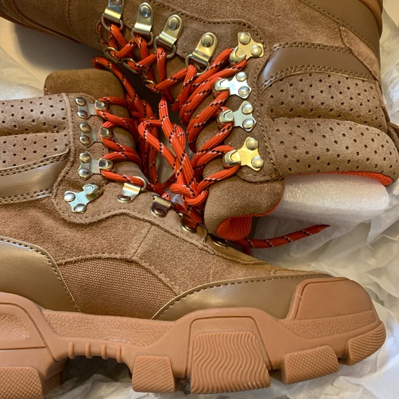 Villa Rouge Gem Winter Boots Cognac Leather Suede Brown Red Laces Women’s 5.5 - Picture 3 of 9